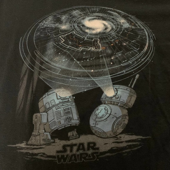 FUNKO POP! TEES Black Star‎ Wars Droids R2D2/BB8 Graphic T-Shirt - Picture 2 of 4